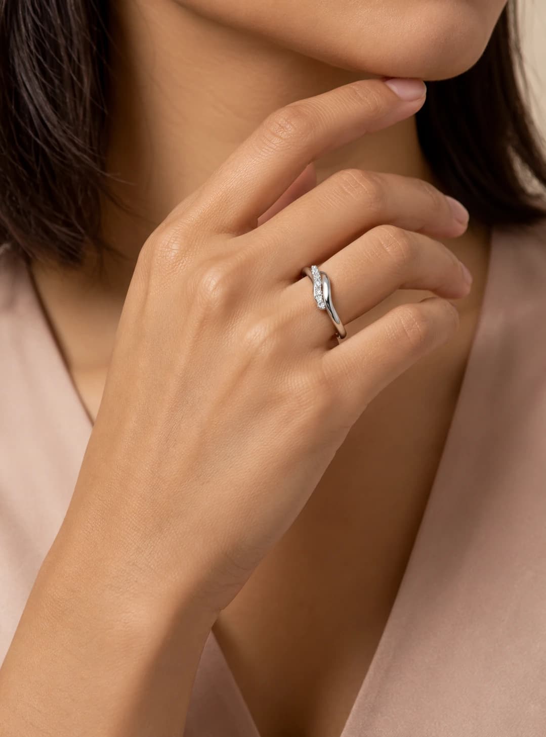 Silver Wave Worn on Model